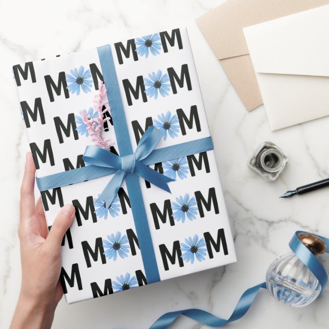 Mom Blue Daisy Design Wrapping Paper (Gifting)
