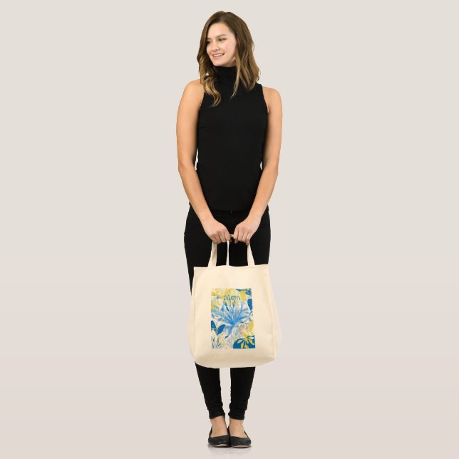 Mom Blue Yellow Floral Tote Bag (Front (Model))