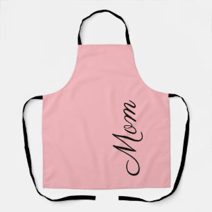 Mom Blush Pink Black Script Personalized Apron