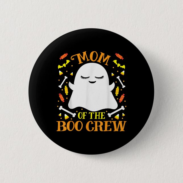 Mom Boo Crew Ghost Matching Family Set Mommy Hallo 2 Inch Round Button (Front)