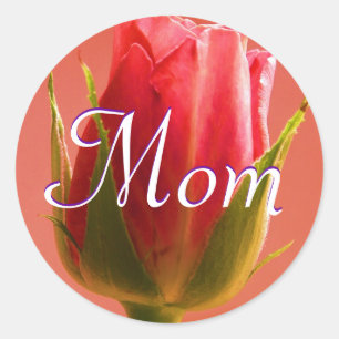 Mom Bright Pink Rose Sticker