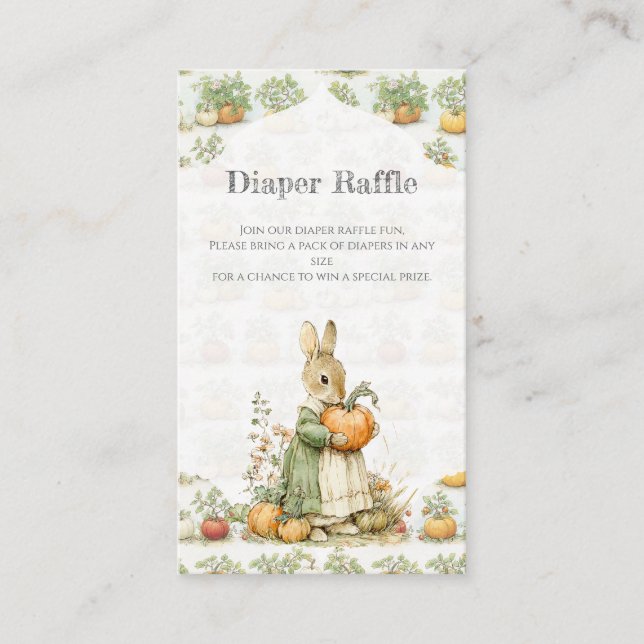 Mom Bunny and pumpkin Baby Shower Guessing Game Enclosure Card (Front)
