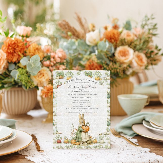 Mom Bunny and pumpkin Baby Shower Invitation (Creator Uploaded)