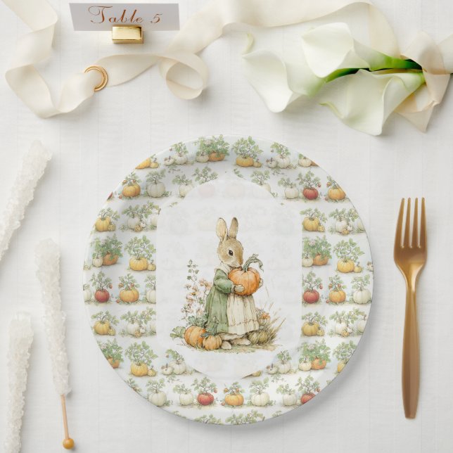 Mom Bunny and pumpkin Baby Shower Paper Plate (Wedding)