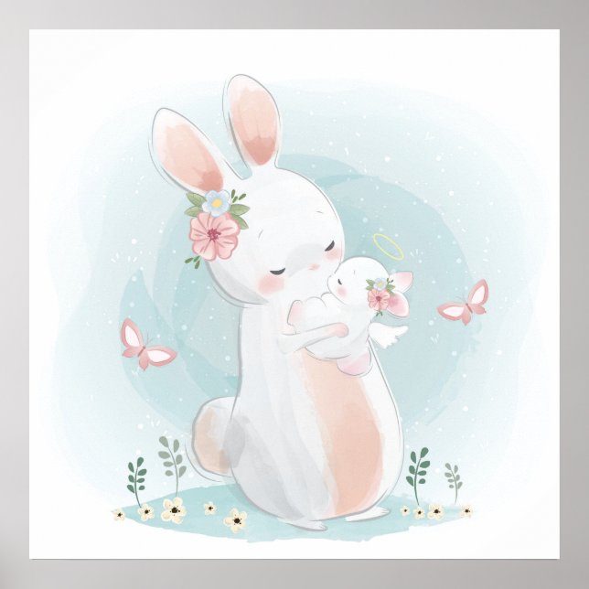Mom bunny with a baby  poster (Front)