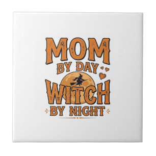Mom By Day Witch By Night Halloween Shirt Design_1 Tile