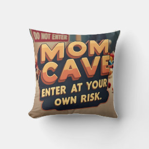 Mom Cave Retro 3D Throw Pillow