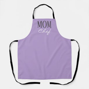 Mom Chef Modern Lavender Purple Script Kitchen Apron