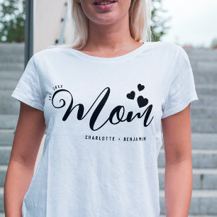 Mom Chic Minimal Script Custom Kids Names Est Date T-Shirt