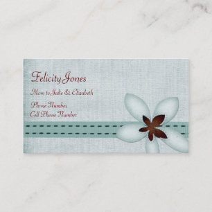 Mom & Child Business Card - Blue Ribbon & Flower