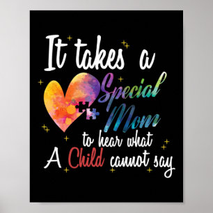 Mom Child Love Puzzle Inspirational Autism Awarene Poster