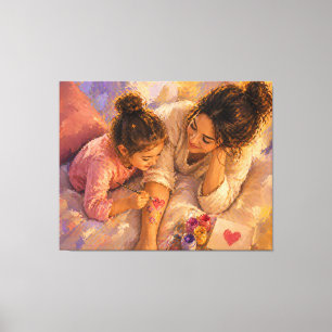 Mom Child Painting Love Canvas Wall Art
