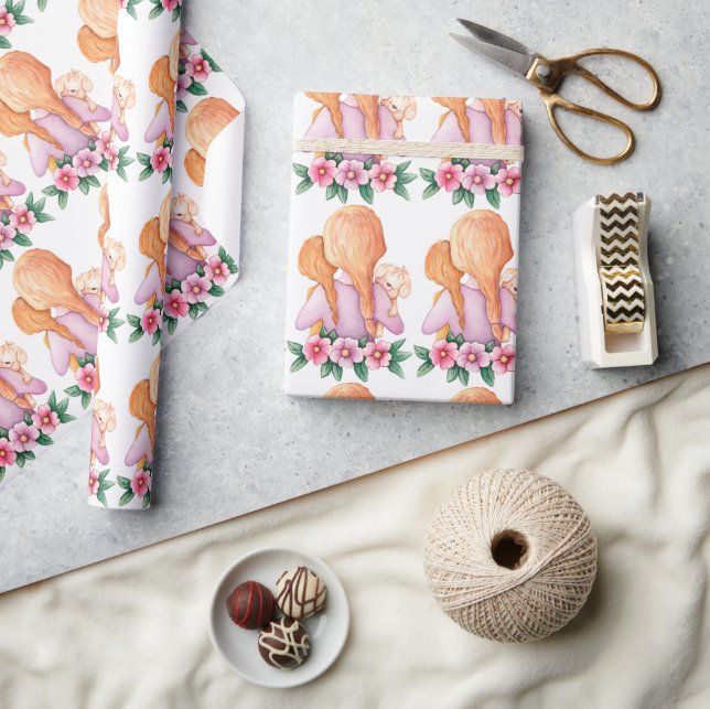Mom Child Puppy Mother's Day Wrapping Paper (Crafts)