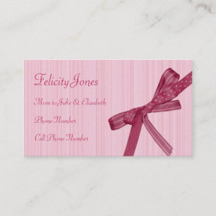 Mom & Children Business Card - Pink Ribbon