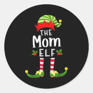 Mom Christmas Elf Matching Pajama X-mas Party  Classic Round Sticker