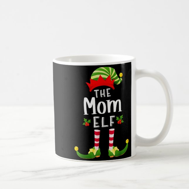 Mom Christmas Elf Matching Pajama X-mas Party  Coffee Mug (Right)