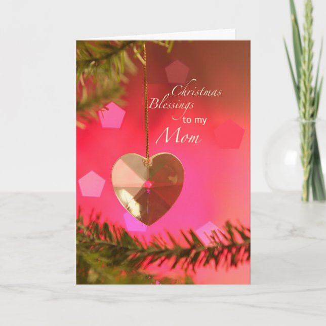 Mom Christmas Heart on Tree Simple Joys Holiday Card (Front)