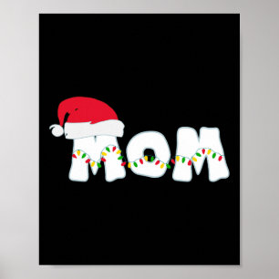 Mom Christmas Pajama Family Matching Santa Hat Gif Poster
