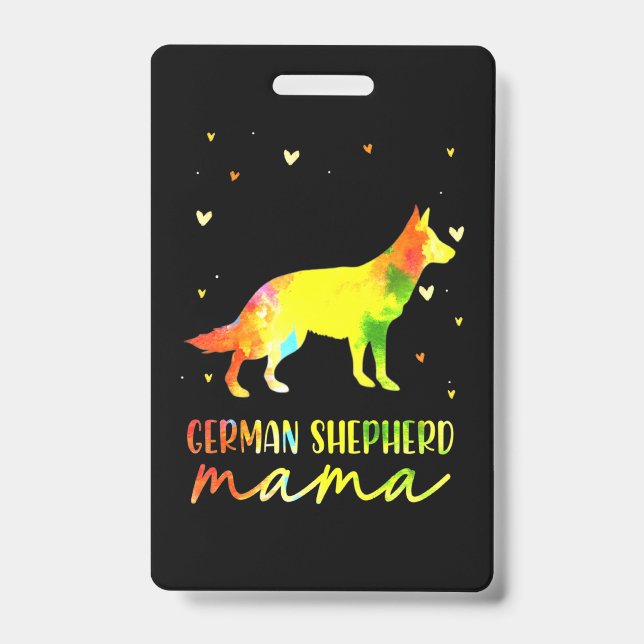 Mom Colourful German Shepherd Badge (Front)