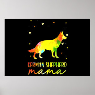 Mom Colourful German Shepherd Poster