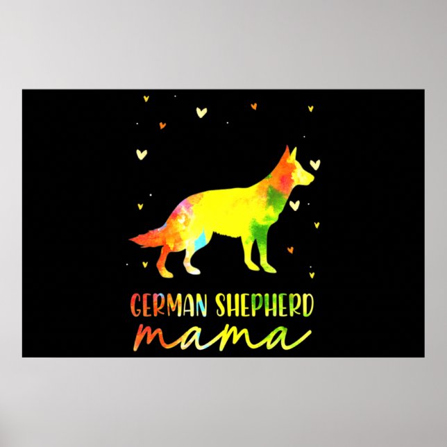 Mom Colourful German Shepherd Poster (Front)