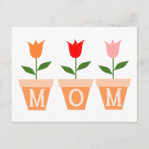 MOM (Colourful Tulips in Clay Flower Pots) Postcard
