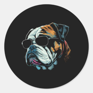 Mom Cool Dog Sunglasses - English Bulldog  Classic Round Sticker