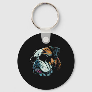 Mom Cool Dog Sunglasses - English Bulldog  Keychain