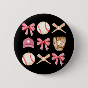 Mom Coquette Mothers Day Women Girls Baseball Mama 2 Inch Round Button