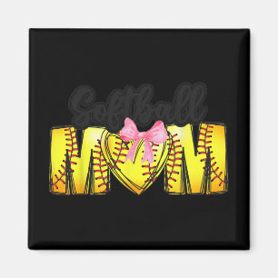 Mom Coquette Mothers Day Women Girls Softball Mama Magnet