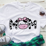 Mom Cow Birthday Party T-Shirt<br><div class="desc">This adorable mom cow with a bow is super cute and perfect for your child's cow-themed birthday party. Check out my shop for matching t-shirts for other family members, </div>