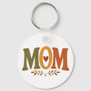 MOM Cozy Fall Autumn Motherhood Keychain