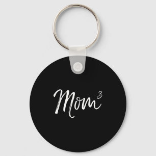 Mom Cubed Triplet Mom Of 3 Third Child Announcemen Keychain