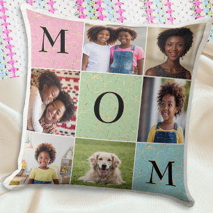 Mom Custom Elegant Photo Collage 6 Pictures Throw Pillow