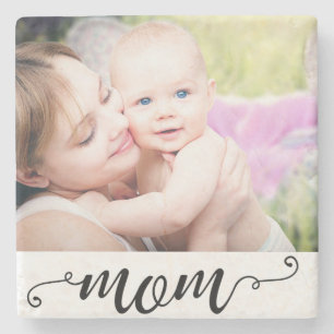 Mom Custom Photo Gift Mother's Day Calligraphy Stone Coaster