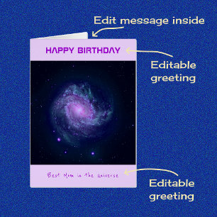 Mom custom text spiral galaxy birthday