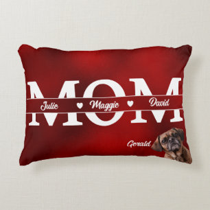 Mom...Custom three names plus dog Accent Pillow