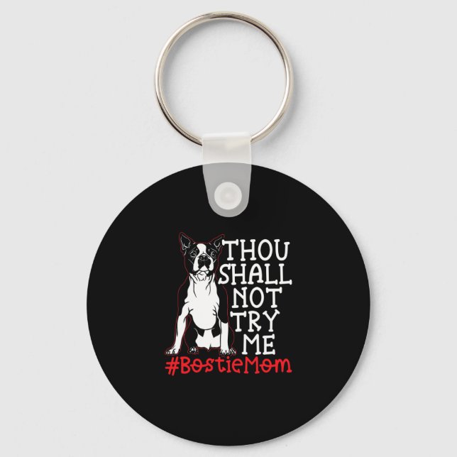 Mom Cute Boston Terrier Dog Lover  Keychain (Front)