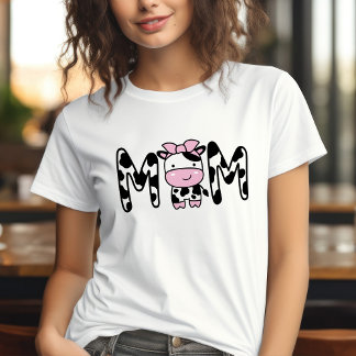 Mom Cute Cow-Themed Birthday Party T-Shirt