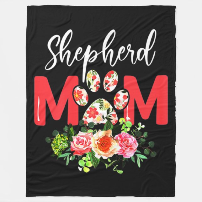 Mom Cute German Shepherd Fleece Blanket (Front)