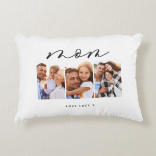 mom cute modern script multi photo gift  accent pillow