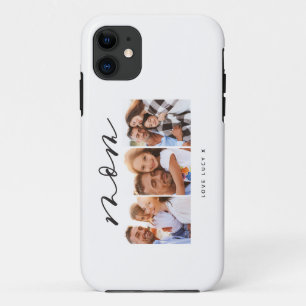 mom cute modern script multi photo gift  iPhone 11 case