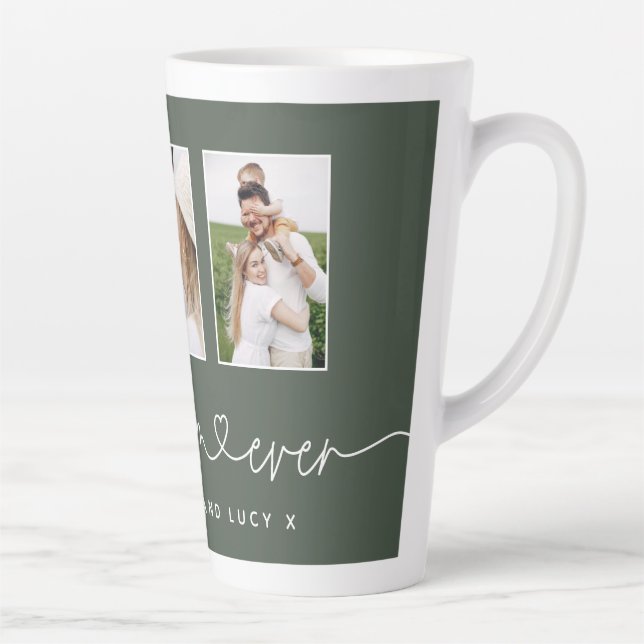 Mom cute modern script multi photo gift latte mug (Right)