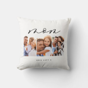 mom cute modern script multi photo gift  throw pillow