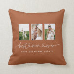 Mom cute modern script multi photo gift throw pillow<br><div class="desc">Mom cute modern script multi photo triptych gift. Colour can be changed to suit your home decor.</div>