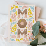 Mom. Cute vintage floral lettering mothers day Holiday Card<br><div class="desc">Cute vintage floral "Mom / I love you" card for Mothers day in pink yellow blue beige colours.</div>