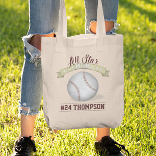 Mom Cute Whimsical All Star Baseball Vintage Sign Tote Bag