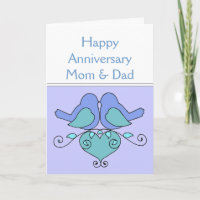 Mom & Dad Anniversary Birds with Floral Heart