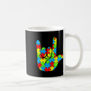 Mom Dad Asl Love Sign Language Autism Awareness Coffee Mug