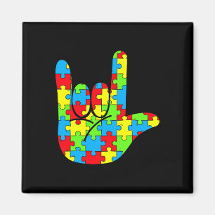Mom Dad Asl Love Sign Language Autism Awareness Magnet